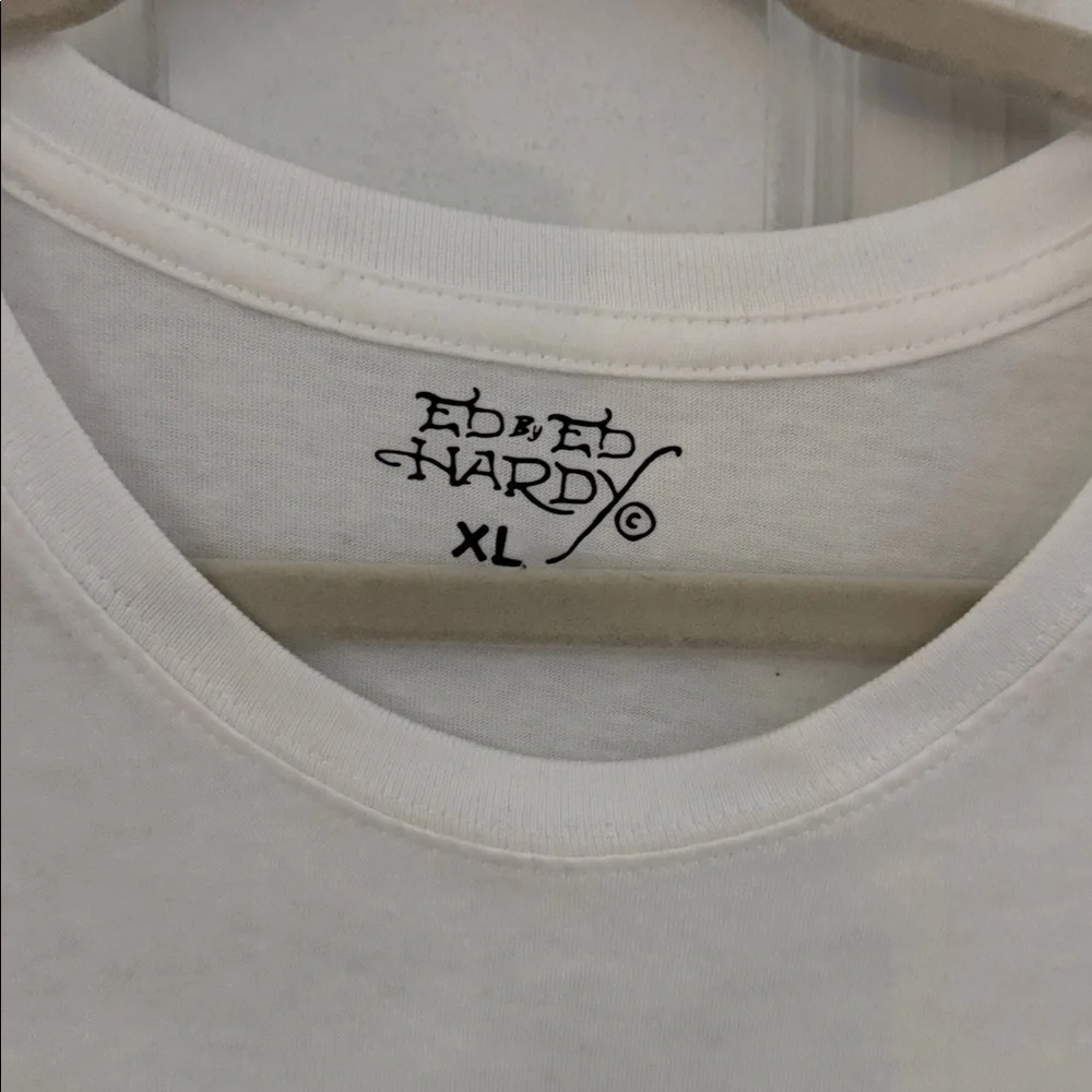 Ed Hardy White Tee with Skull and Flames - Picture 3 of 6
